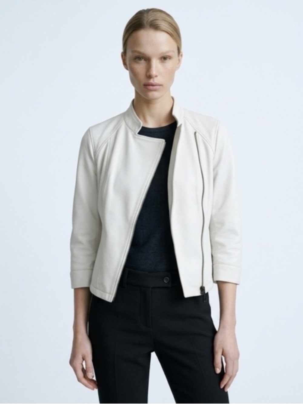 bebe Cream Cropped Leather Jacket - Picture 10 of 13